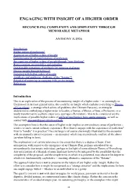 Engaging with Insight of a Higher Order