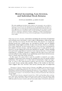 Mental Accounting, Loss Aversion, and Individual Stock Returns
