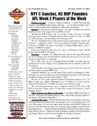 NYY C Sanchez, KC RHP Pounders AFL Week 2 Players Of