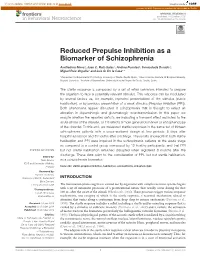 Reduced Prepulse Inhibition As a Biomarker of Schizophrenia