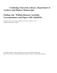 William Bateson: Scientific Correspondence and Papers (MS Add.8634)