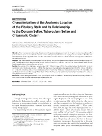 Characterization of the Anatomic Location of the Pituitary Stalk and Its Relationship to the Dorsum Sellae, Tuberculum Sellae and Chiasmatic Cistern
