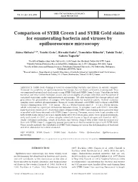 Comparison of SYBR Green I and SYBR Gold Stains for Enumerating Bacteria and Viruses by Epifluorescence Microscopy