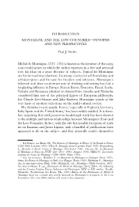 Introduction Montaigne and the Low Countries—Synopsis and New Perspectives