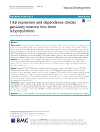 Trkb Expression and Dependence Divides Gustatory Neurons Into Three Subpopulations Jennifer Rios-Pilier and Robin F
