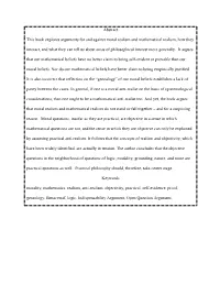 Abstract This Book Explores Arguments for and Against Moral