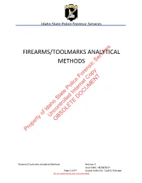 FIREARMS/TOOLMARKS ANALYTICAL METHODS Services