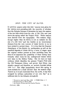 ION: the CITY of DAVID. in Previous Papers Under This Title 1 Reasons