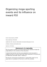 Organizing Mega-Sporting Events and Its Influence on Inward FDI