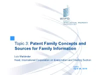 Patent Family Concepts and Sources for Family Information