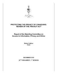 Protecting the Privacy of Canadians: Review of the Privacy Act