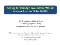 Saving for Old Age Around the World: Evidence from the Global FINDEX