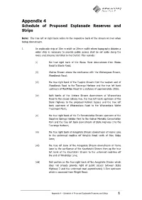 Appendix 4 Schedule of Proposed Esplanade Reserves and Strips