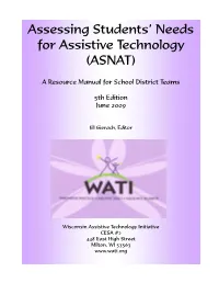 Assessing Students' Needs for Assistive Technology (ASNAT)
