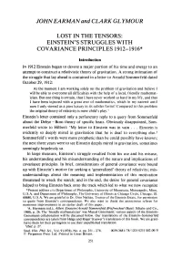 Lost in the Tensors: Einstein's Struggles with Covariance Principles 1912-1916"
