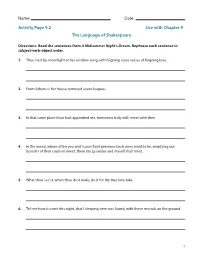 Name Date Activity Page 9.2 Use with Chapter 9 the Language Of