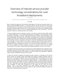 Overview of Internet Service Provider Technology Considerations for Rural