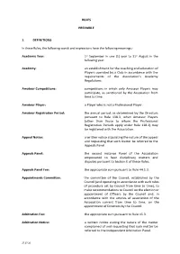 Rules Preamble 1. Definitions