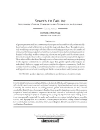 Spaces to Fail In: Negotiating Gender, Community and Technology in Algorave