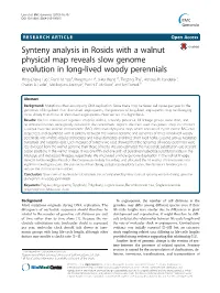 Synteny Analysis in Rosids with a Walnut Physical Map Reveals Slow Genome Evolution in Long-Lived Woody Perennials Ming-Cheng Luo1, Frank M