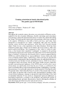 Training Orientation in Female Educational Paths. the Gender Gap in STEM Fields