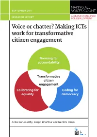 Voice Or Chatter? Making Icts Work for Transformative Citizen Engagement