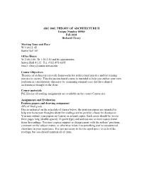 ARC 386L THEORY of ARCHITECTURE II Unique Number 00960 Fall 2018 Richard Cleary