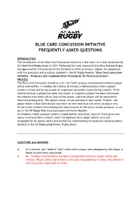 Blue Card Concussion Initiative Frequently Asked Questions