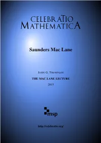 CELEBRATIO MATHEMATICA Saunders Mac Lane (2013) Msp 1