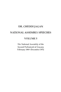 Dr. Cheddi Jagan National Assembly Speeches Volume 5 with a Preface by Dr