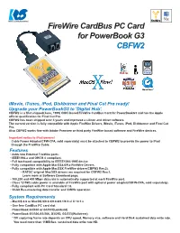 Firewire Cardbus PC Card for Powerbook G3 CBFW2