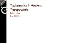 Mathematics in Mesopotamia