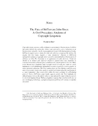 Notes the Fate of Bittorrent John Does