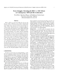Power Struggles: Revisiting the RISC Vs. CISC Debate On