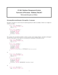 Referential Integrity in Sqlite