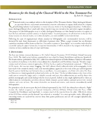 Resources for the Study of the Classical World in the New Testament Era by Beth M