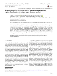 Synthesis of Quinoxaline Derivatives from Terminal Alkynes and O-Phenylenediamines by Using Copper Alumina Catalyst