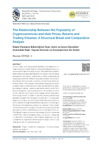 The Relationship Between the Popularity of Cryptocurrencies and Their Prices, Returns and Trading Volumes: a Structural Break An