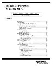 USER GUIDE and SPECIFICATIONS NI Cdaq-9172