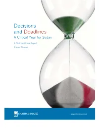 Decisions and Deadlines a Critical Year for Sudan