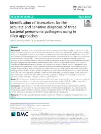 Identification of Biomarkers for the Accurate and Sensitive Diagnosis Of