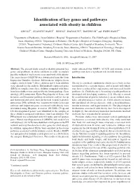 Identification of Key Genes and Pathways Associated with Obesity in Children