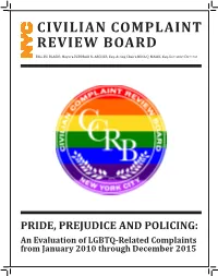 Read the CCRB Issues Report on LGBTQ-Related