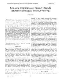 Semantic Organization of Product Lifecycle Information Through a Modular Ontology