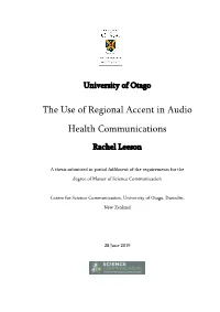 The Use of Regional Accent in Audio Health Communications