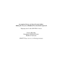 An Analytical Survey of Critical Security Studies: Making the Case for a (Modified) Post-Structuralist Approach