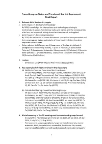 Focus Group on Status and Trends and Red List Assessment Final Report