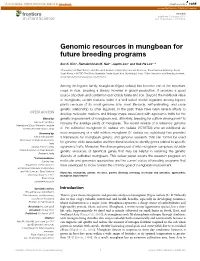 Genomic Resources in Mungbean for Future Breeding Programs