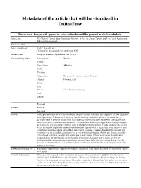 Metadata of the Article That Will Be Visualized in Onlinefirst