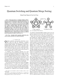 Quantum Switching and Quantum Merge Sorting